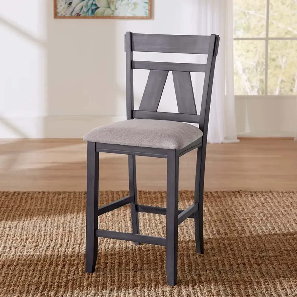 Liberty Furniture Lawson Slate/Weathered Gray Splat Back Counter-Height Chair