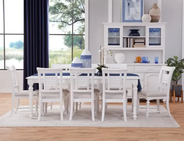 American Woodcrafters Cottage Traditions White Finish 9-Piece Leg Table Dining Set