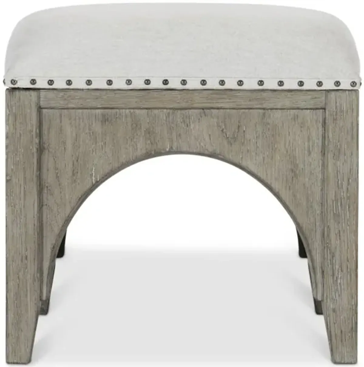 Bernhardt Albion Upholstered Bench in White Oak Finish & Nail Head Trim