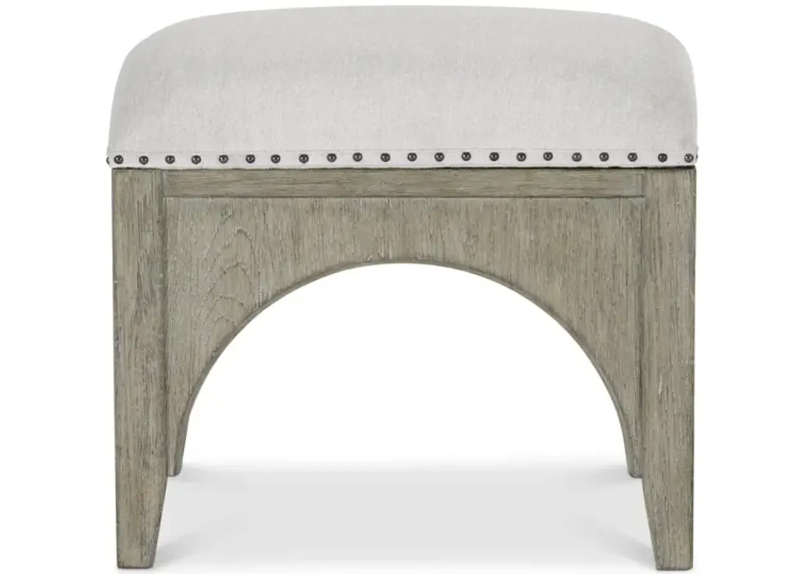 Bernhardt Albion Upholstered Bench in White Oak Finish & Nail Head Trim