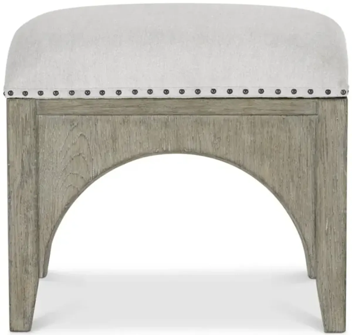 Bernhardt Albion Upholstered Bench in White Oak Finish & Nail Head Trim