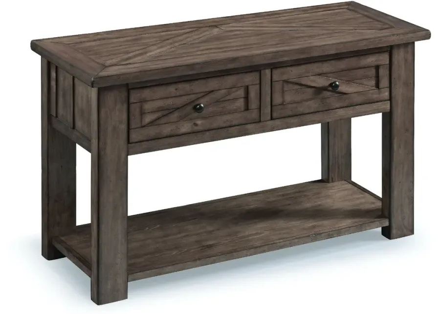 GARRETT RECTANGULAR 2 DRAWER SOFA TABLE - WEATHERED CHARCOAL