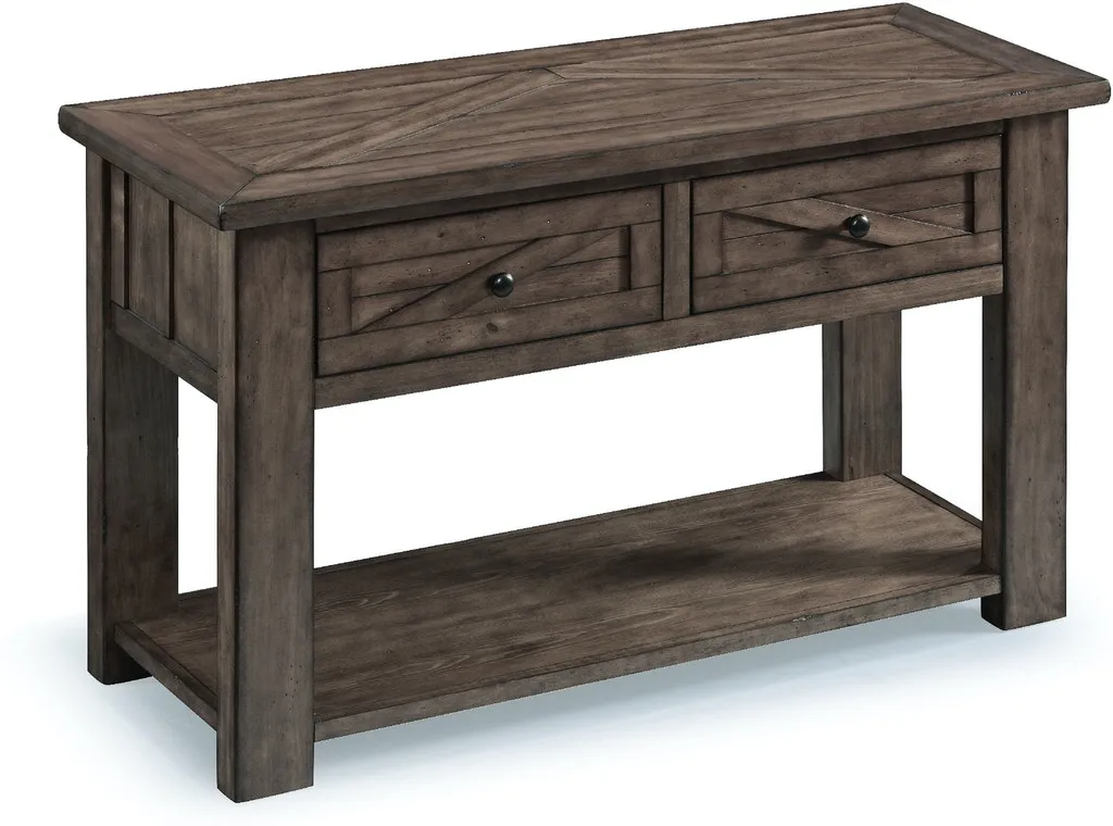 GARRETT RECTANGULAR 2 DRAWER SOFA TABLE - WEATHERED CHARCOAL