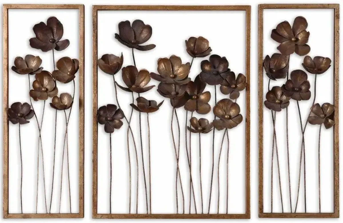 Uttermost 3-Piece Antique Gold Metal Tulips Wall Art