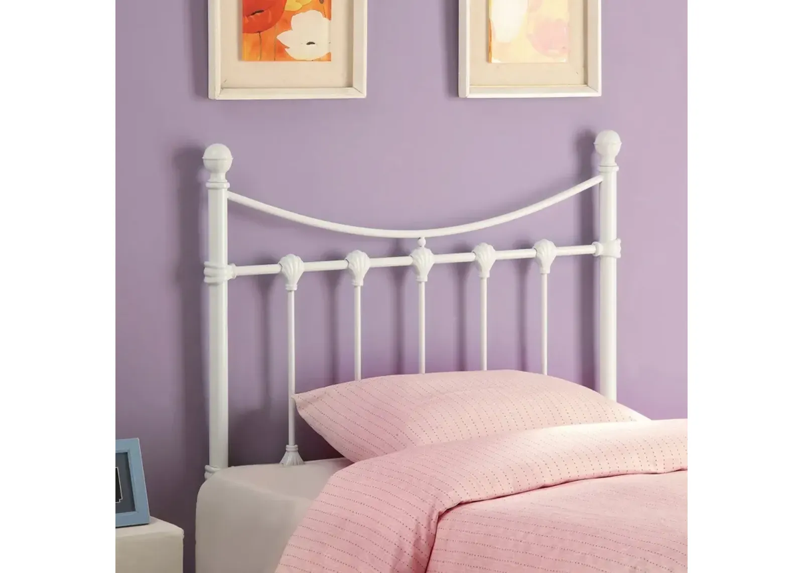 Marie Metal Twin Open Frame Headboard White