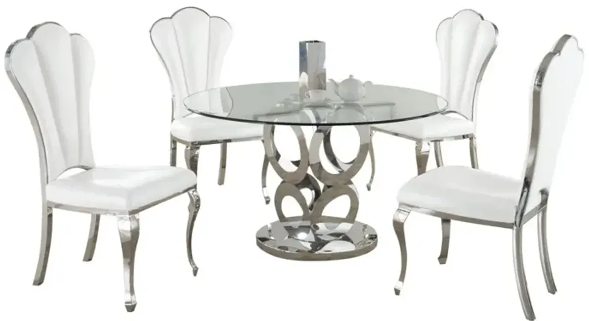 Chintaly Raegan Dining Set with Glass Table Top & 4 Shell-Back Side Chairs