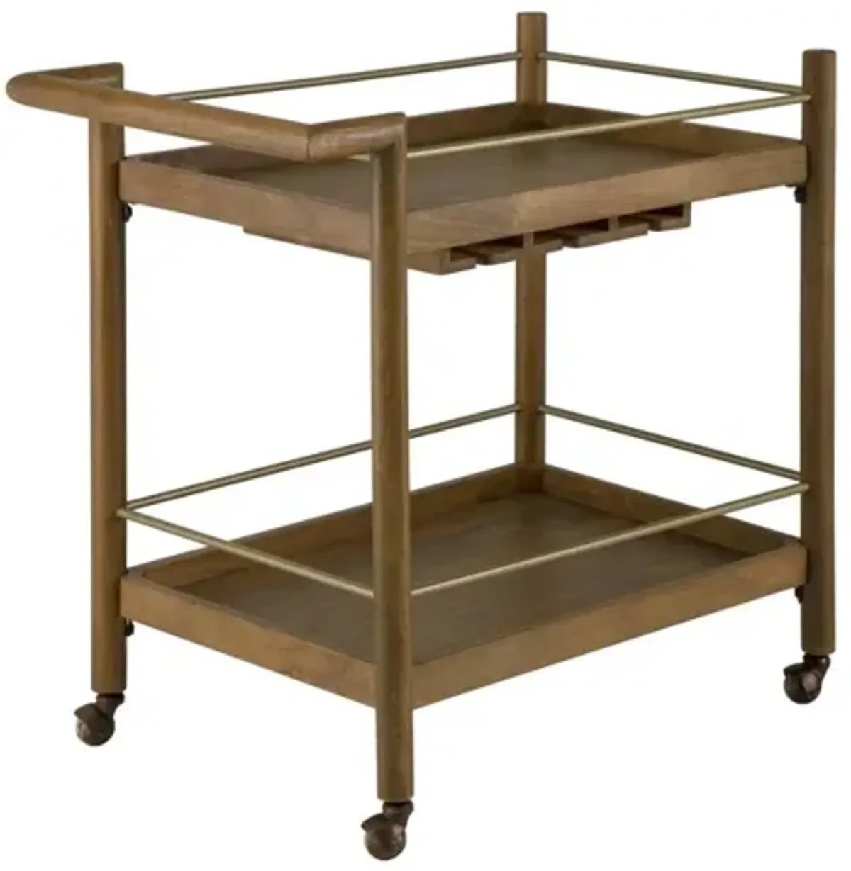 Martin Svensson Nouveau 2-Shelf Bar Cart with Stemware Storage in Nutmeg