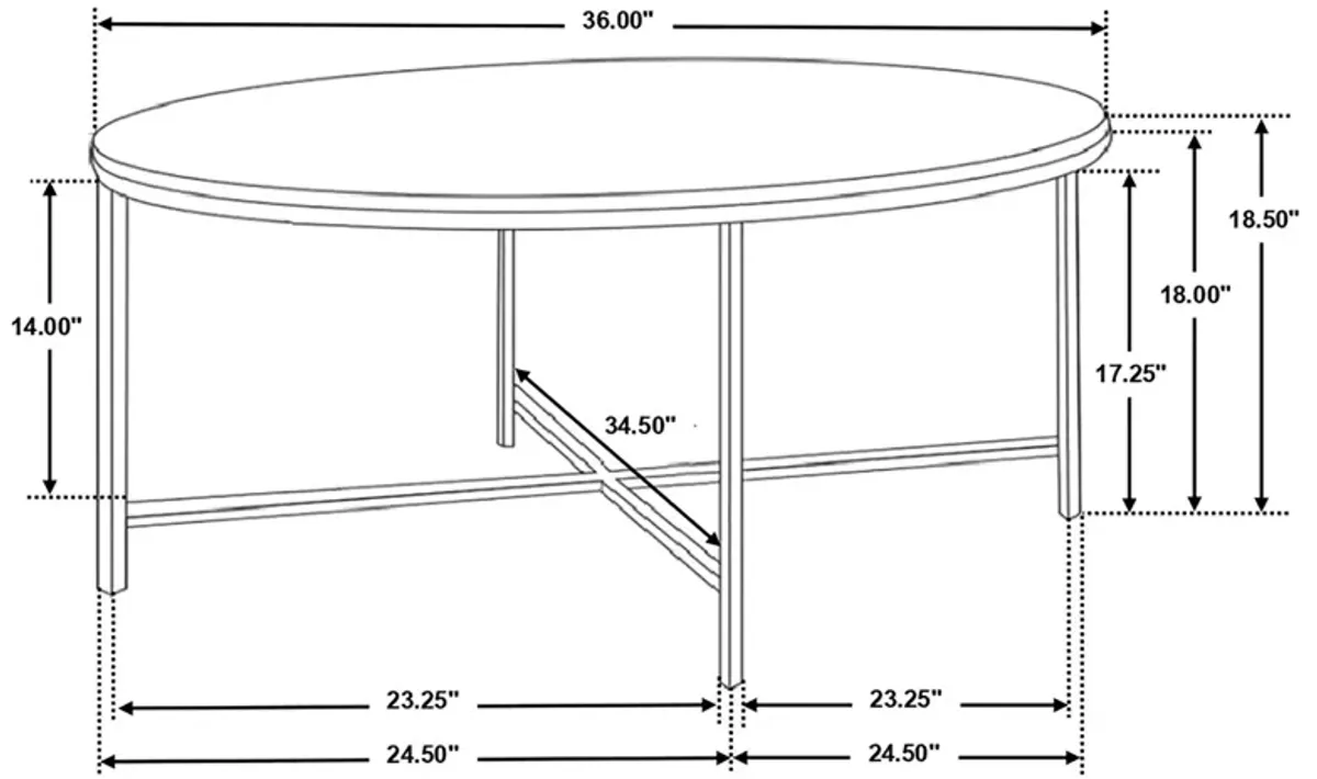 Coaster Ellison Round Marble Top Coffee Table White & Gold