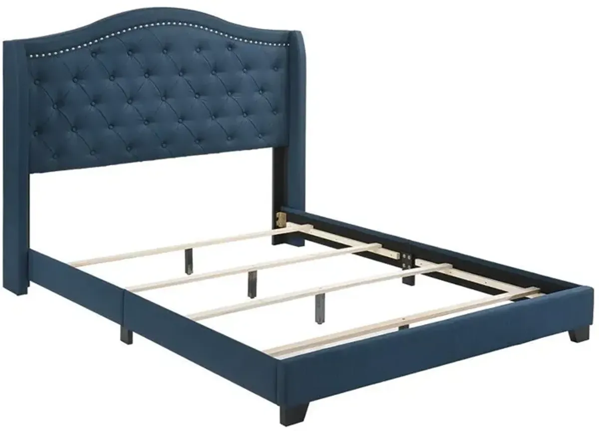 Sonoma Upholstered Full Wingback Bed Blue