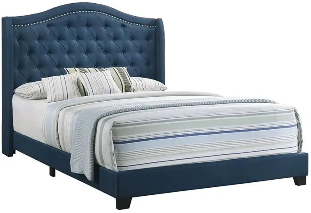 Sonoma Upholstered Full Wingback Bed Blue