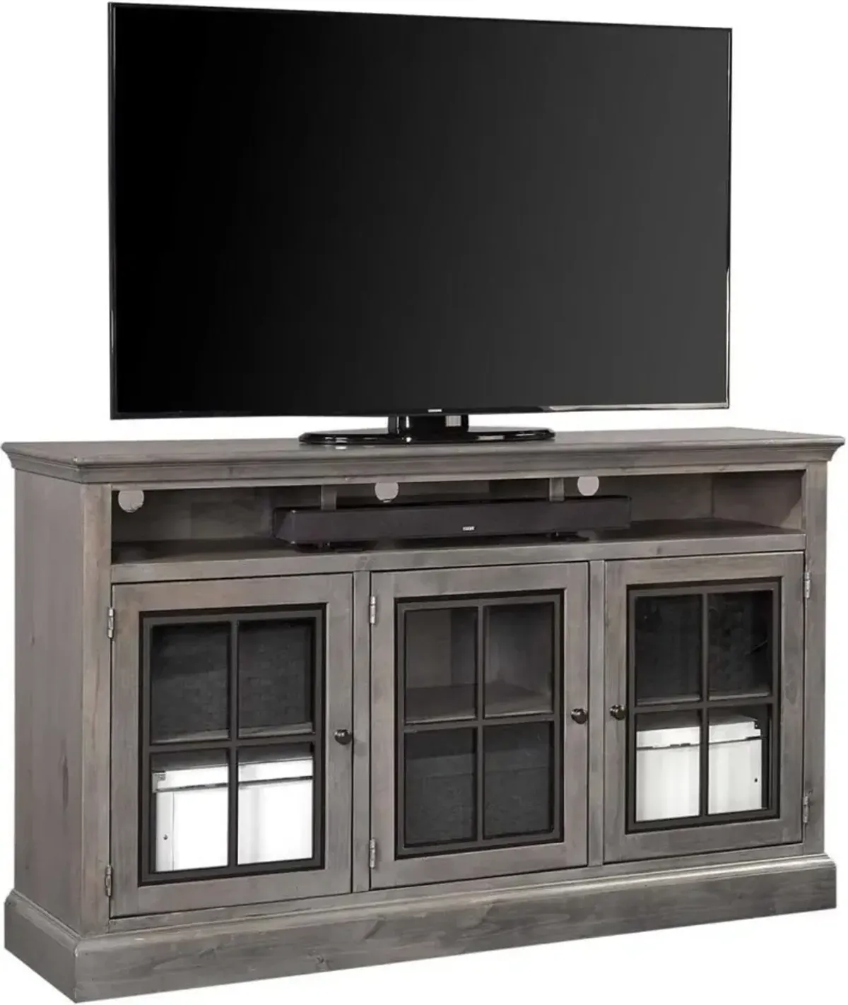 Aspenhome Churchill Smokey Grey 66 Inch Highboy 3-Door TV Console