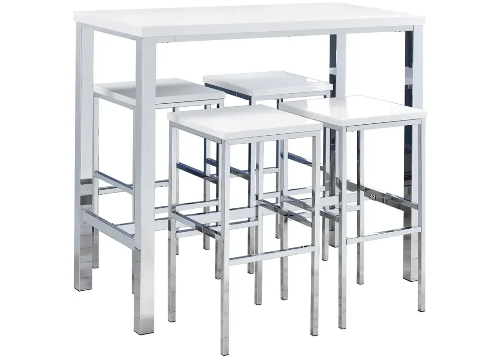 Coaster Natividad 5-Piece Pub Height Bar Table Set White High Gloss