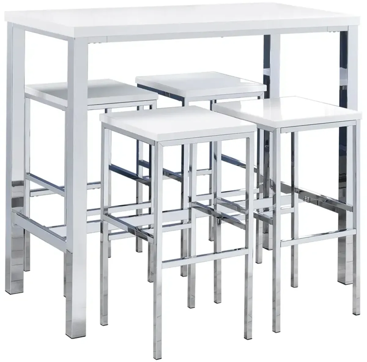 Coaster Natividad 5-Piece Pub Height Bar Table Set White High Gloss