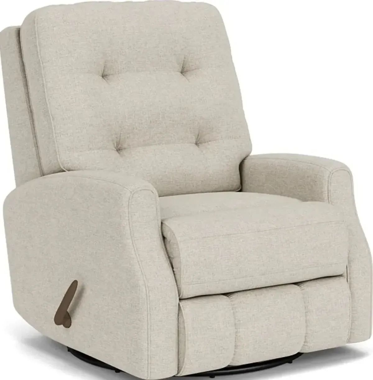 Flexsteel Devon White Vanilla Swivel Gliding Manual Recliner