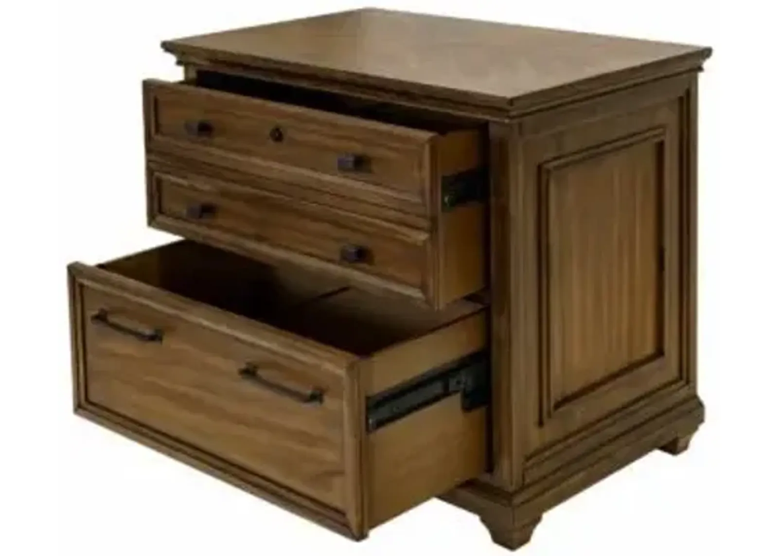 Martin Furniture Porter Natural Wood with Herringbone Pattern Lateral Office File Cabinet