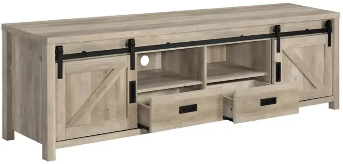 Coaster Madra 2-Door Engineered Wood 79 Inch TV Stand Distressed Pine
