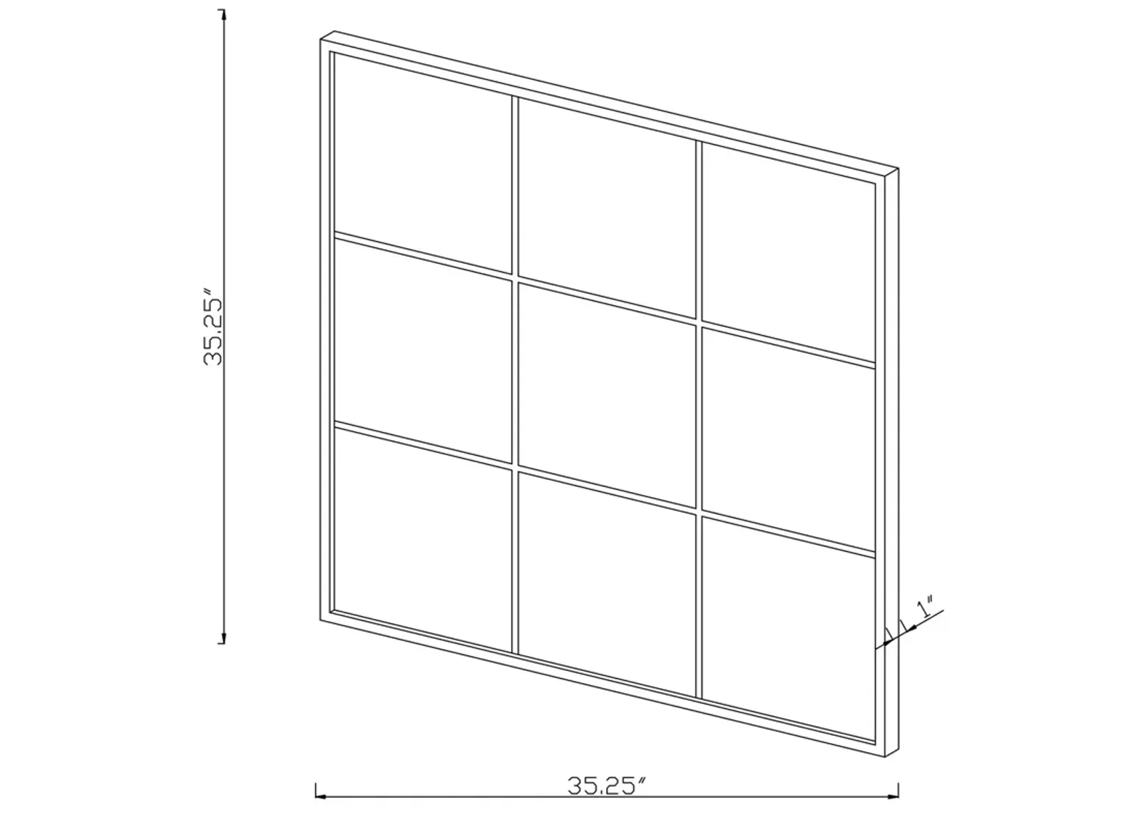 Coaster Quetzal 35 X 35 Inch Square Window Pane Wall Mirror Black