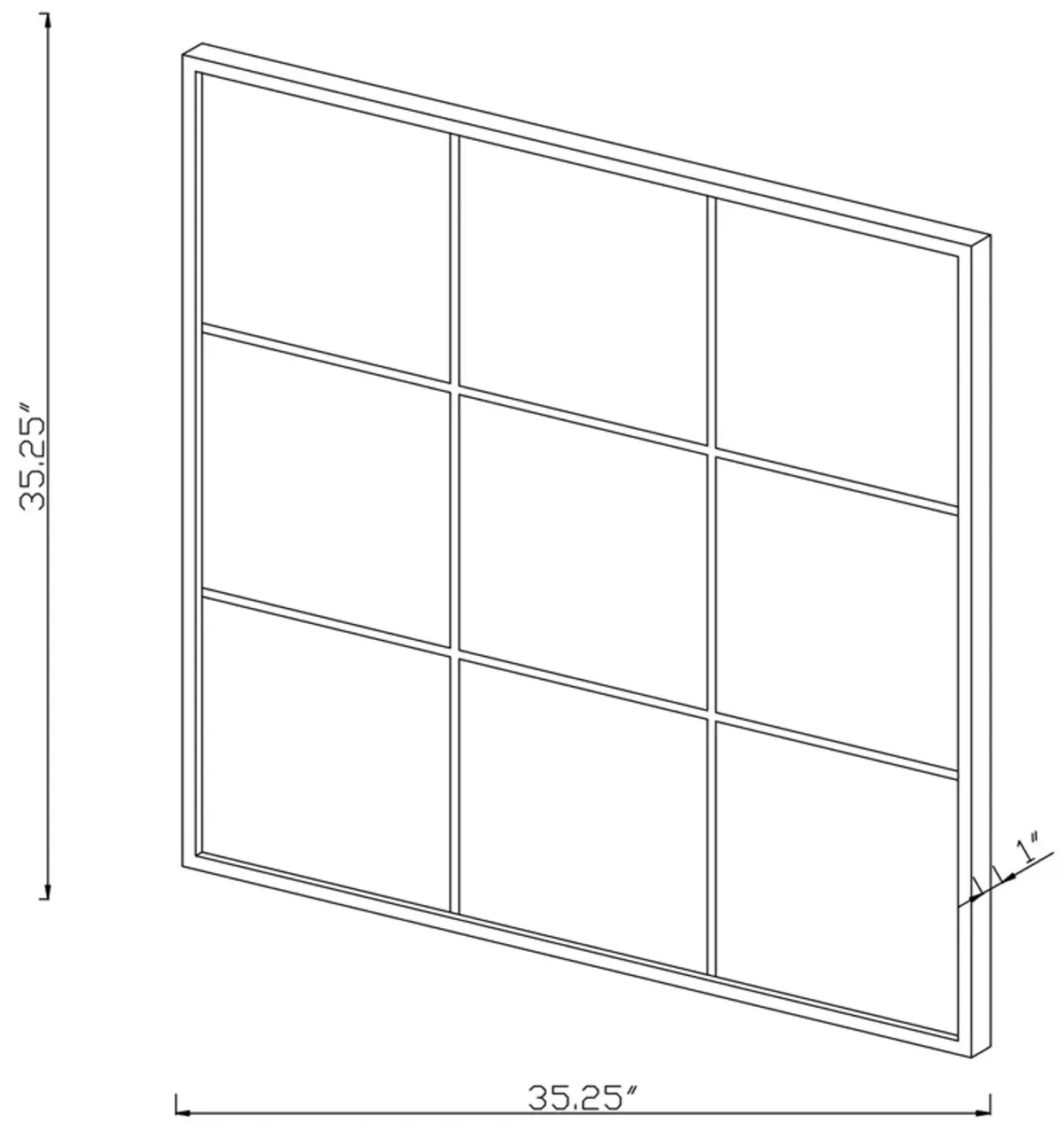 Coaster Quetzal 35 X 35 Inch Square Window Pane Wall Mirror Black