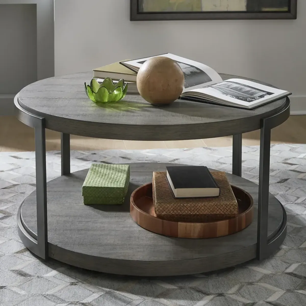 Liberty Furniture Modern View Gauntlet Gray Round Cocktail Table