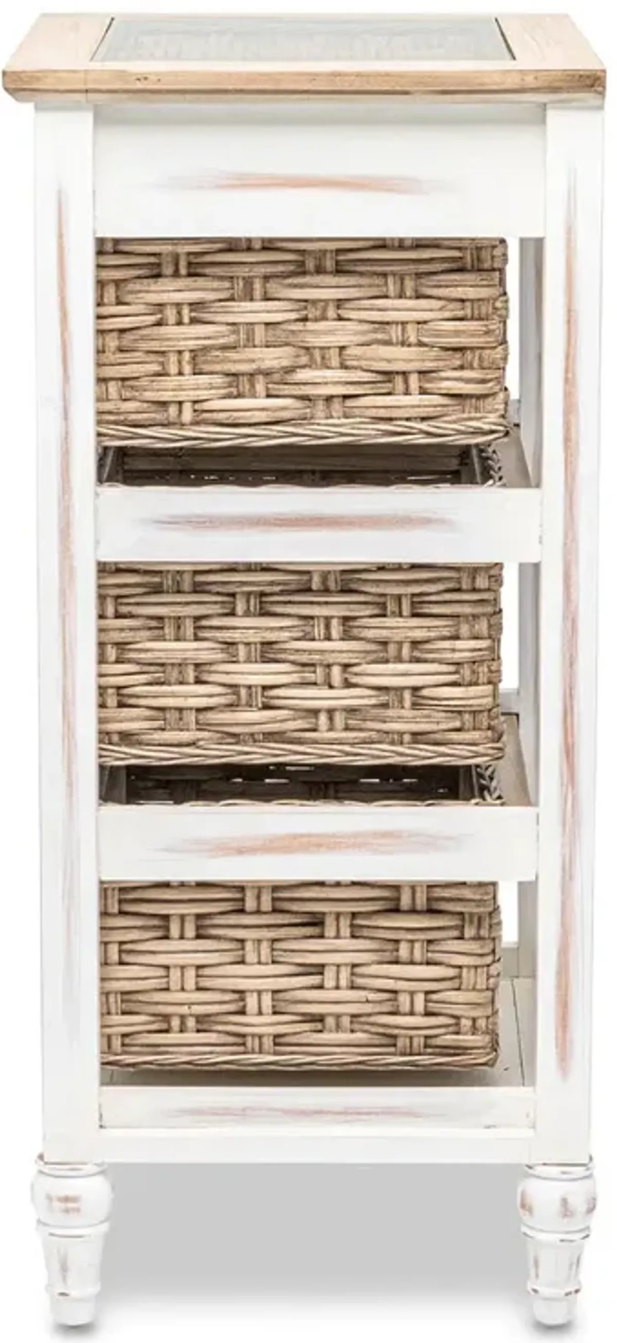 Seawinds Island Breeze 3-Basket Storage Cabinet Weathered Wood/White Finish