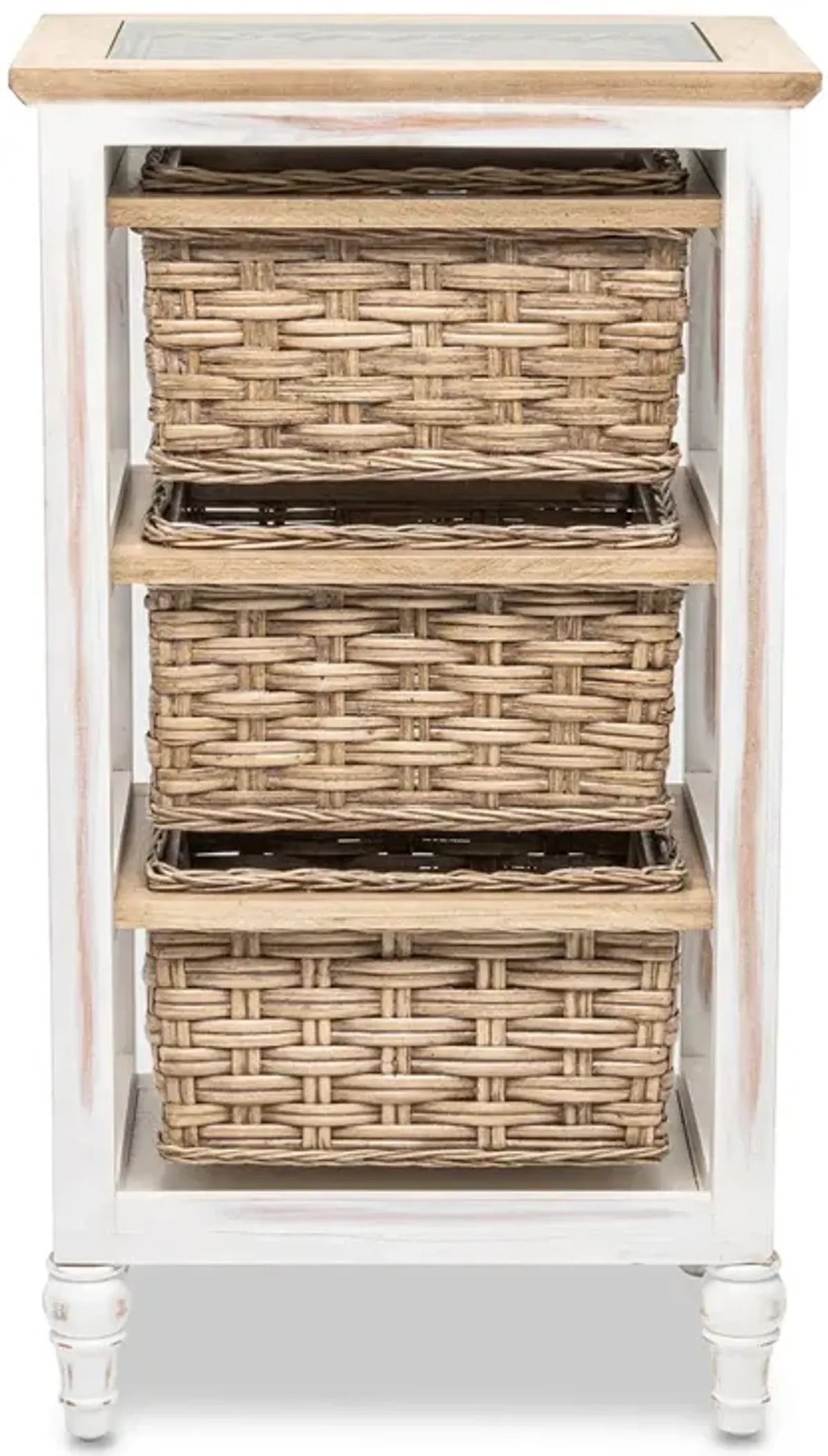 Seawinds Island Breeze 3-Basket Storage Cabinet Weathered Wood/White Finish