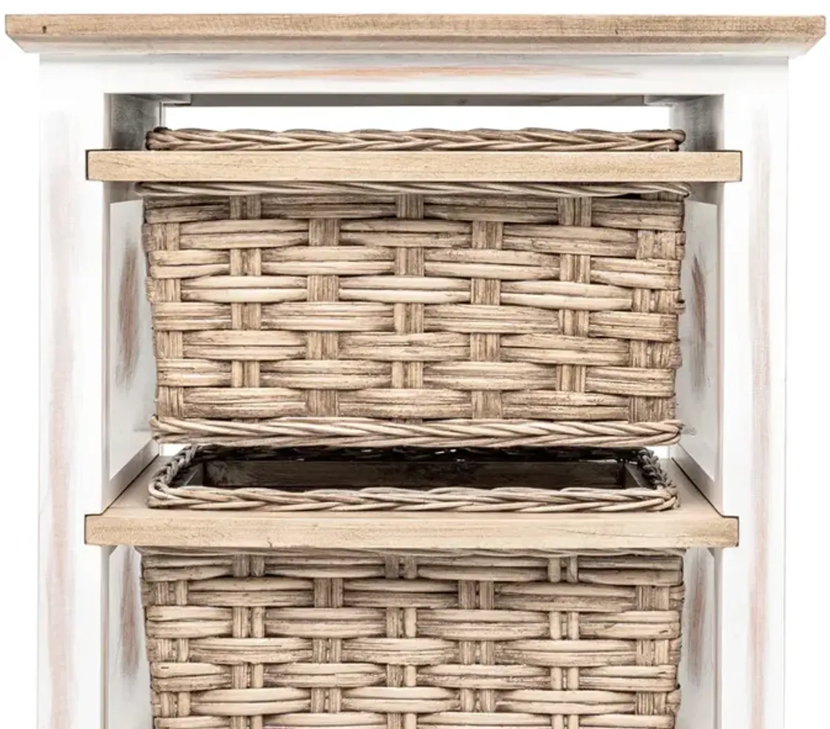 Seawinds Island Breeze 3-Basket Storage Cabinet Weathered Wood/White Finish