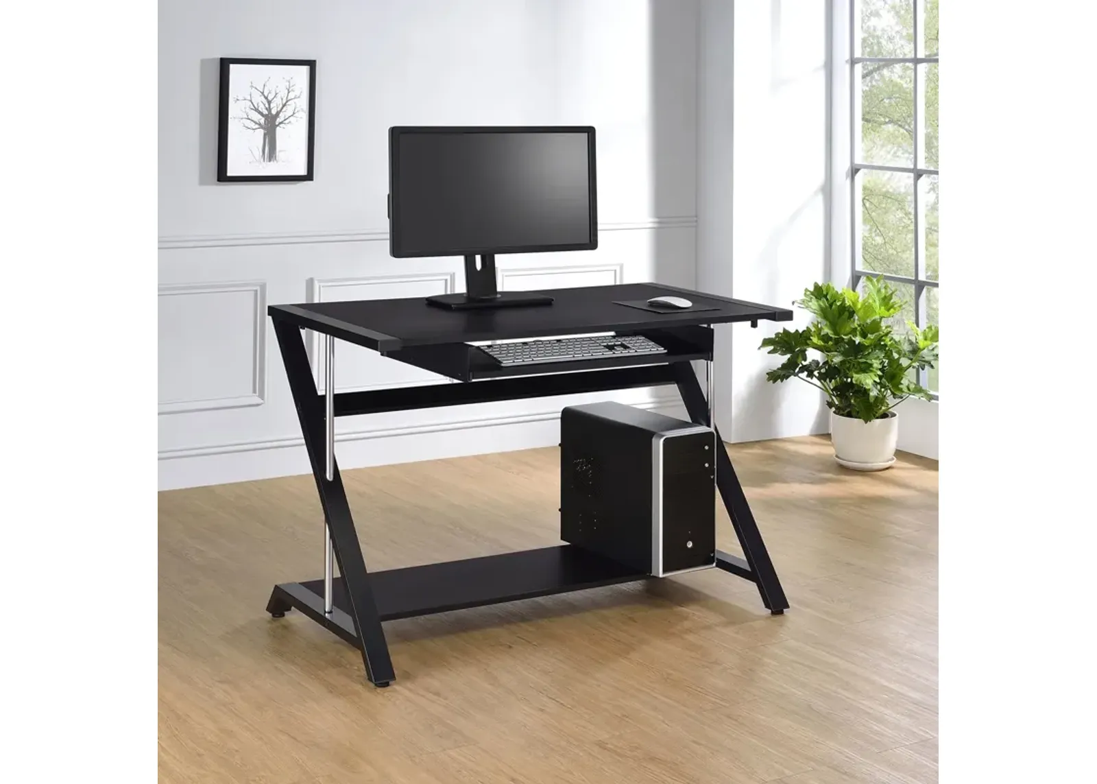 Coaster Mallet 42 Inch Office Computer Desk with Keyboard Tray Black