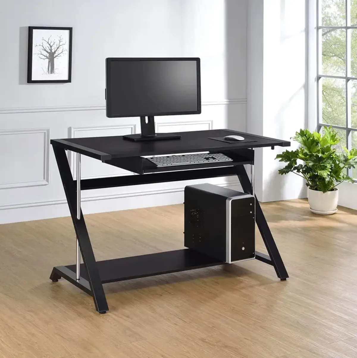 Coaster Mallet 42 Inch Office Computer Desk with Keyboard Tray Black