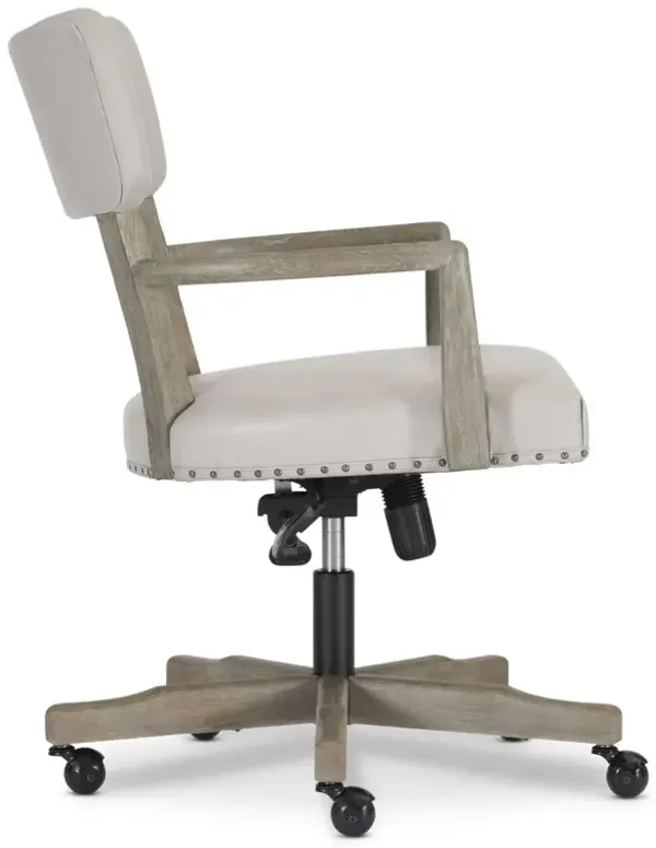 Bernhardt Albion Upholstered Office Chair with Pewter & Nail Trim Finish