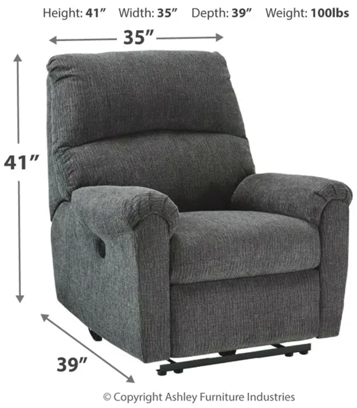 Ashley Mcteer Charcoal Power Recliner