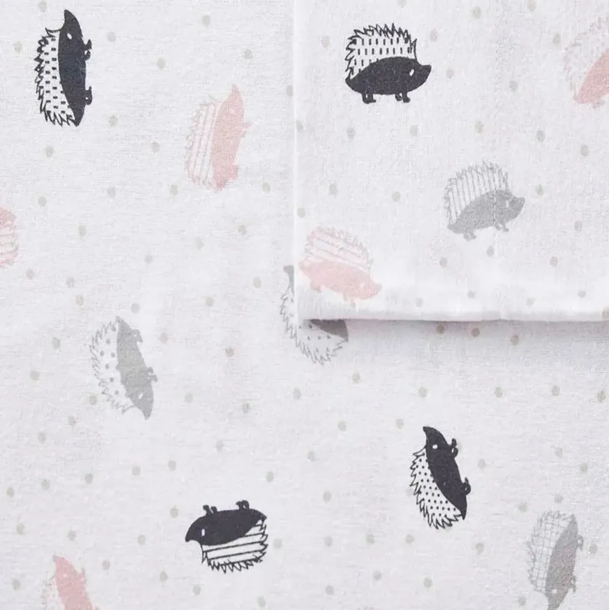 Olliix Intelligent Design Queen Pink/Grey Hedgehogs Cozy Soft Cotton Novelty Print Flannel Sheet Set