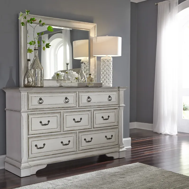 KING CALIFORNIA SLEIGH BED DRESSER & MIRROR NIGHT STAND - ABBEY PARK