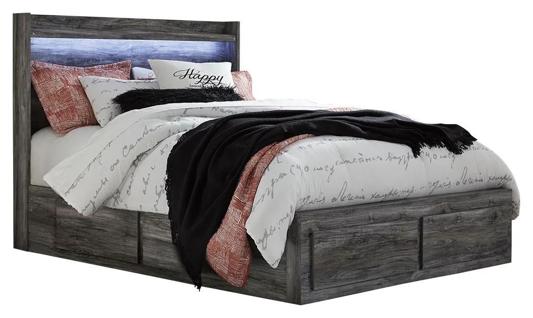 BAYSTORM QUEEN PANEL BED WITH 6 STORAGE DRAWERS GRAY SIGNATURE DESIGN