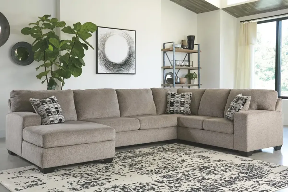 Ashley Ballinasloe 3-Piece Sectional with Chaise Left-Arm Facing Platinum