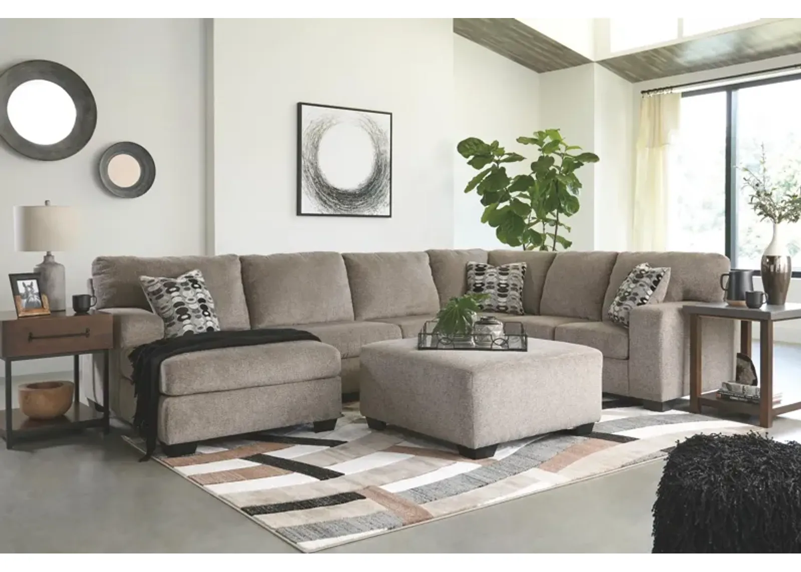 Ashley Ballinasloe 3-Piece Sectional with Chaise Left-Arm Facing Platinum