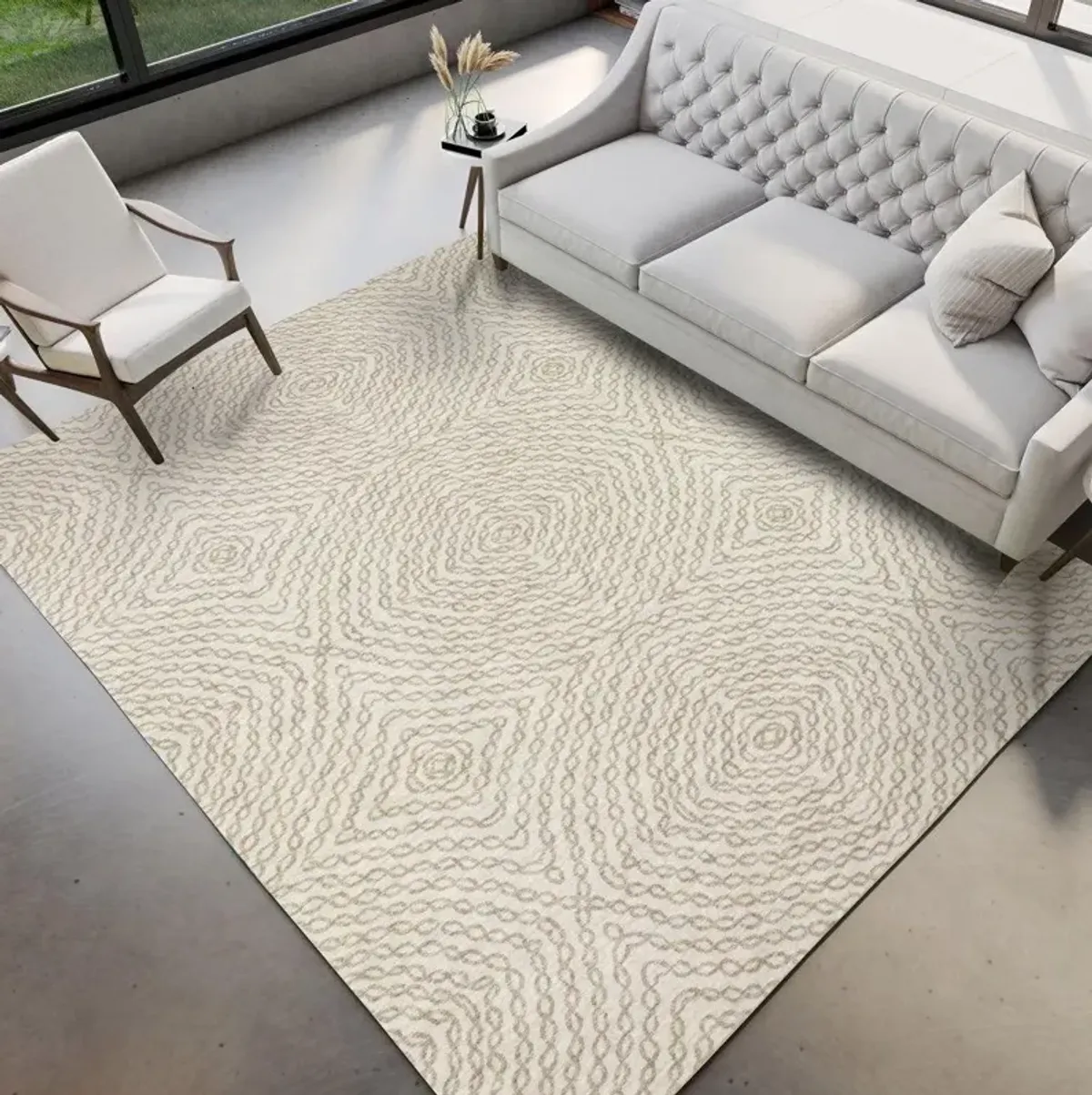 Dalyn Nature-Inspired Ripple Pattern Brisbane 5'X8' Area Rug in Neutral Tones