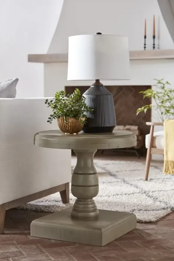 HERMOSA ANCIENT STONE ROUND END TABLE