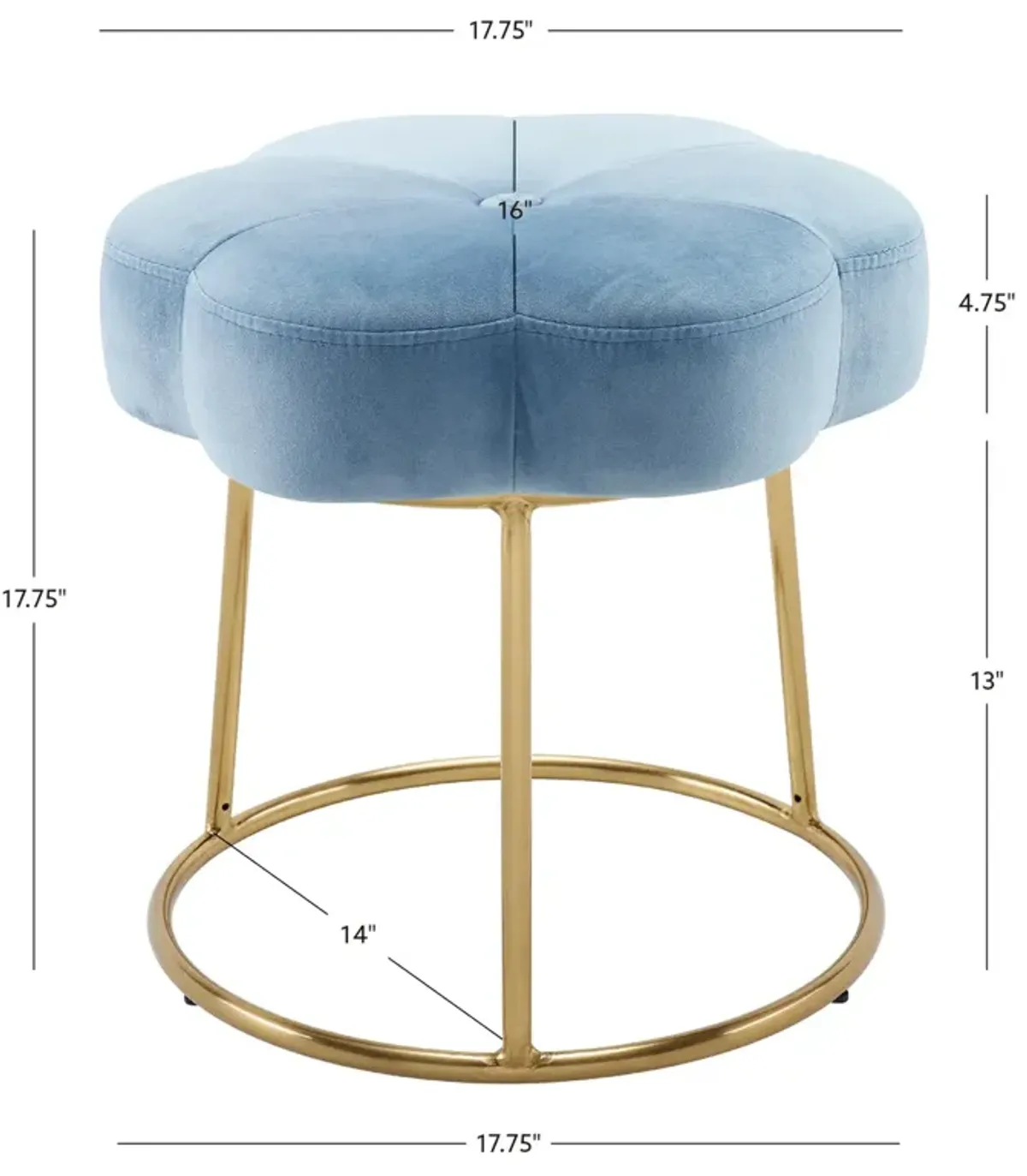 Linon Seraphina Blue Accent Vanity Stool