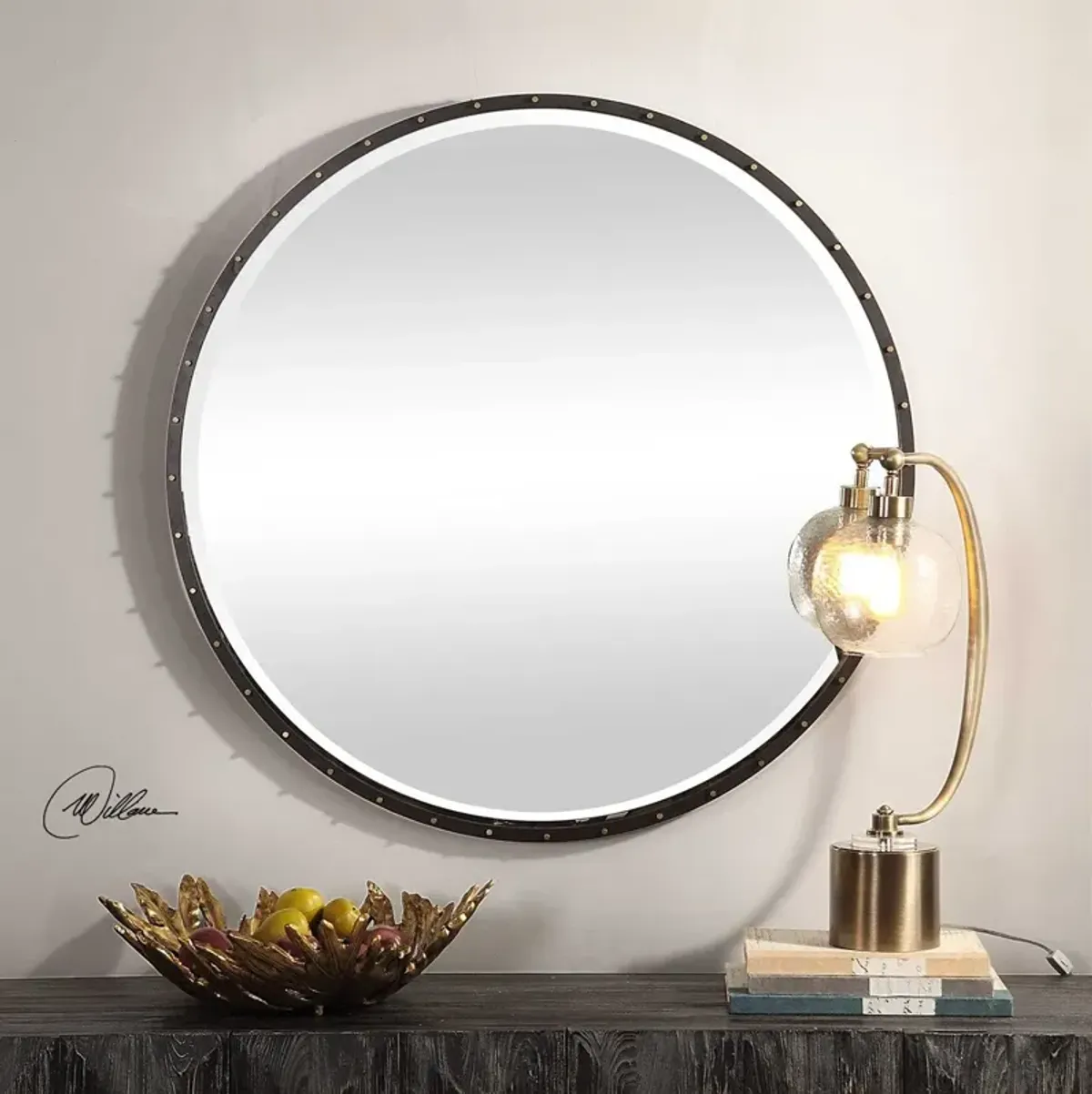 Uttermost Benedo Black Round Mirror