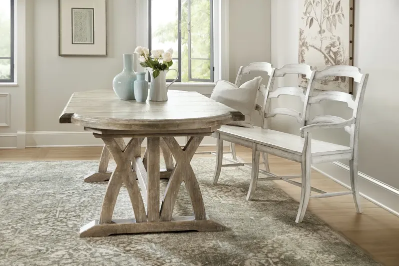 BOHEME COLIBRI 88 INCH TRESTLE DINING TABLE WITH ONE 20 INCH LEAF