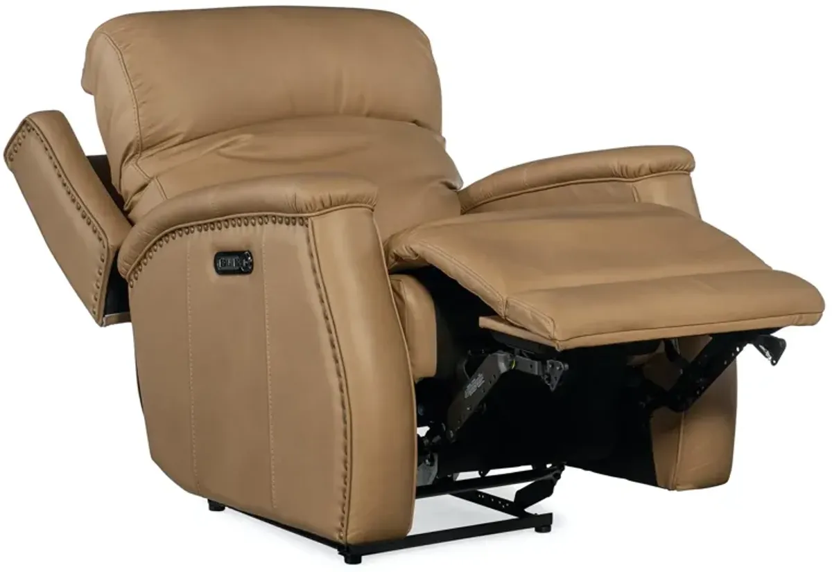 Hooker Furniture Rhea Sahara Sand Zero Gravity Power Leather Recliner with Power Headrest