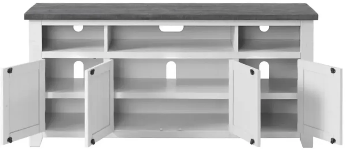 Martin Svensson Foundry 65 Inch TV Stand in White Stain with Grey Top