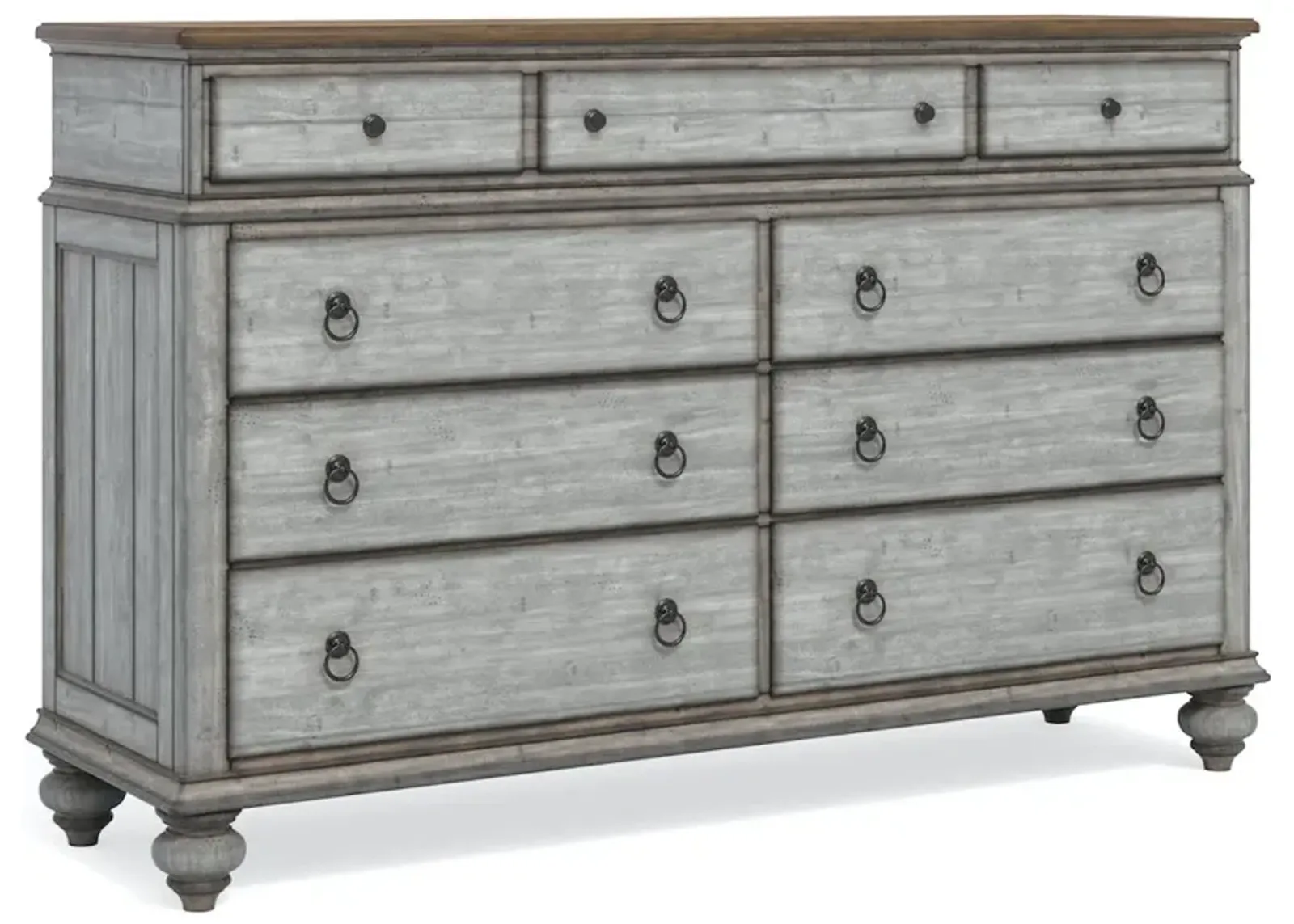 Flexsteel Plymouth Distressed Graywash 9-Drawer Dresser