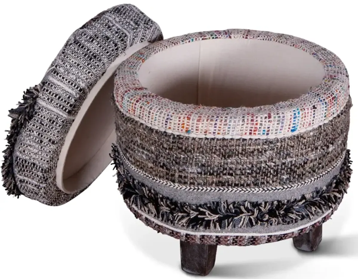 Home Trends Design Marrakech Upholstered Multi-Color Storage Stool