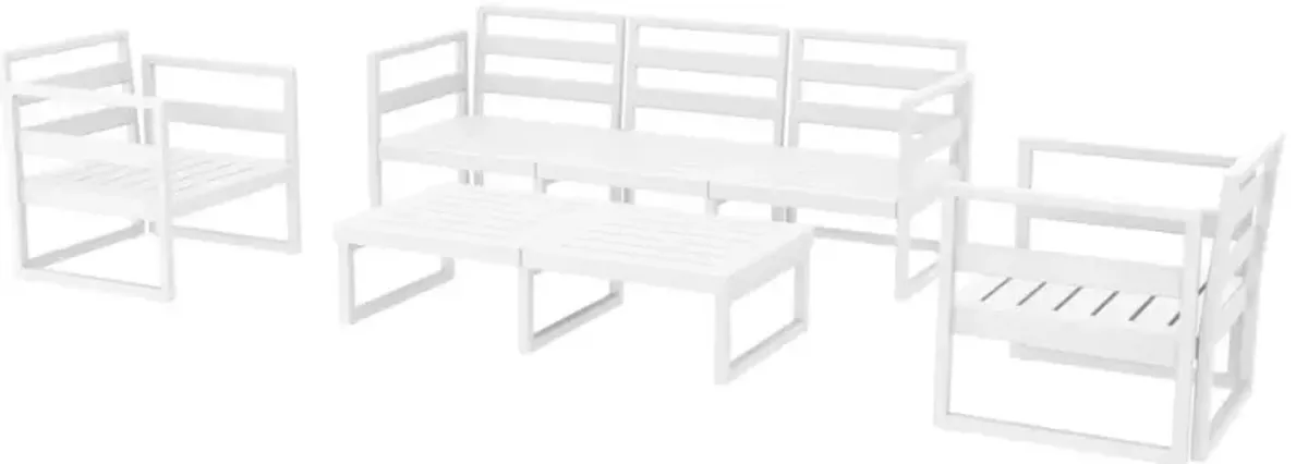 Mykonos 5-Person White Sunbrella Natural Cushion Outdoor Lounge Set