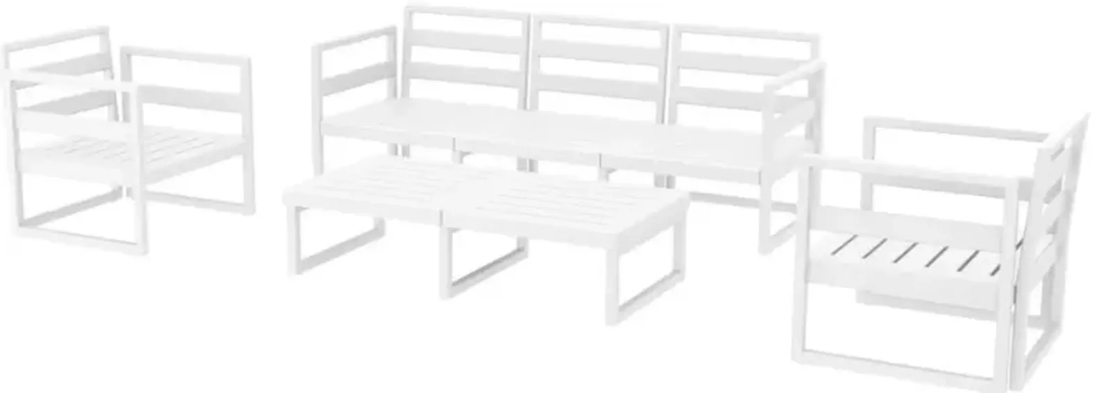 Compamia Mykonos 5-Person White Sunbrella Natural Cushion Outdoor Lounge Set