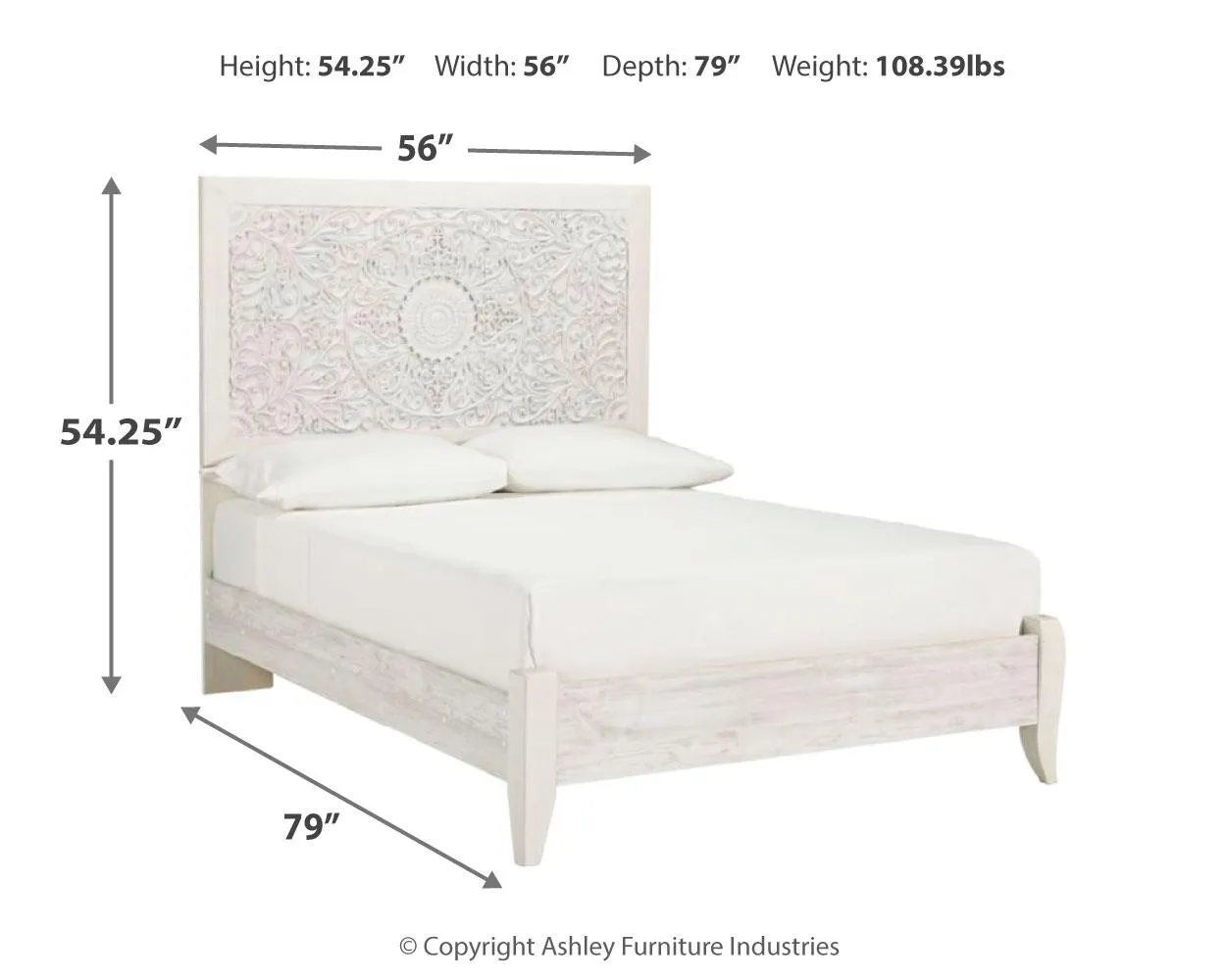 PAXBERRY FULL PANEL BED WHITEWASH SIGNATURE DESIGN