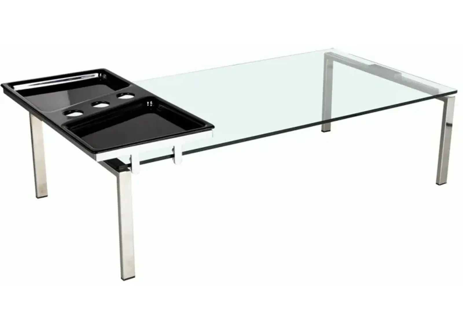 Chintaly Contemporary 30 Inch X 55 Inch Glass Top Cocktail Table with Acrylic Motion Tray