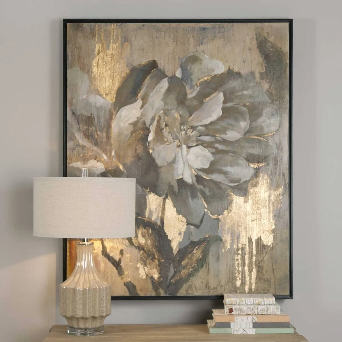 DAZZLING GOLD FLORAL WALL ART