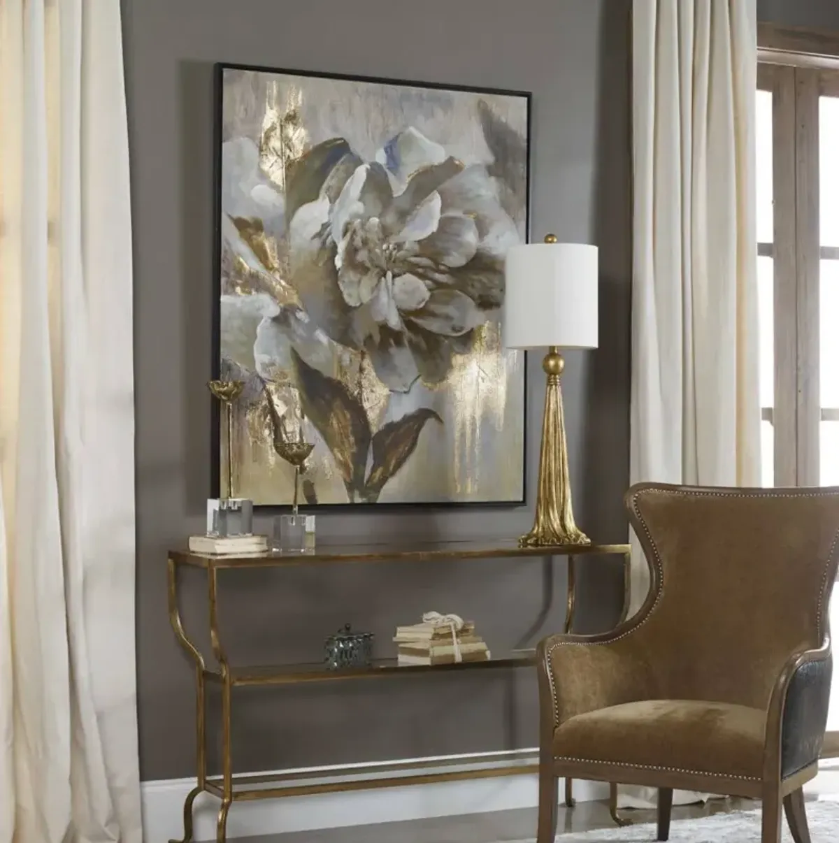 Uttermost Dazzling Gold Floral Wall Art